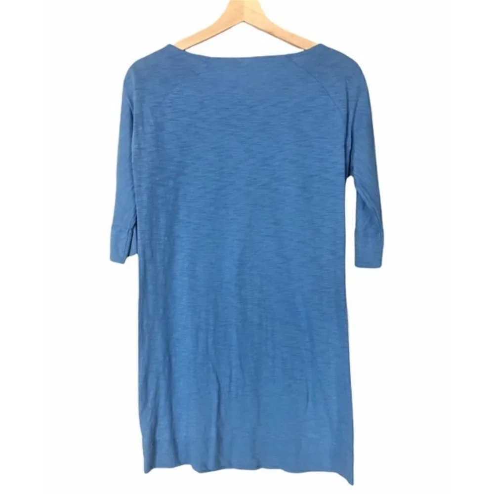 Lilly Pulitzer Solid Blue Pima Cotton Cassie 3/4 Sleeve T-Shirt Shift Dress XS